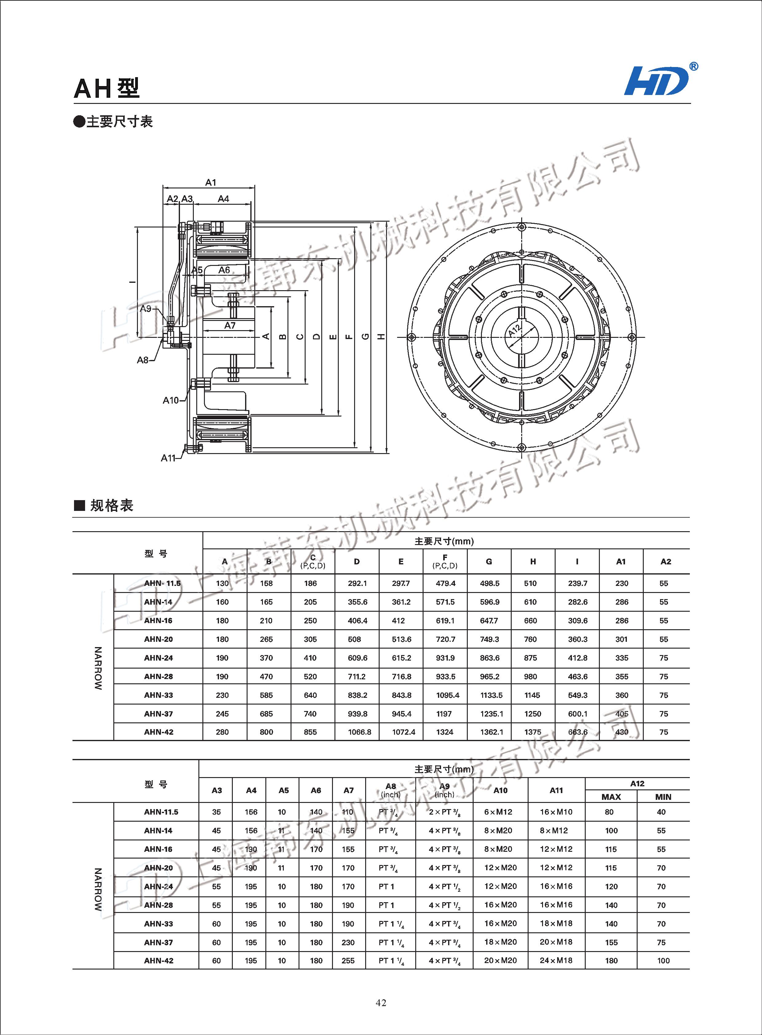 氣胎鼓型離合器AH型號(hào)